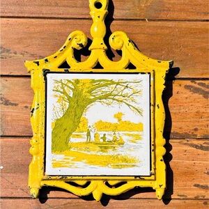 Vintage Yellow Cast iron trivets